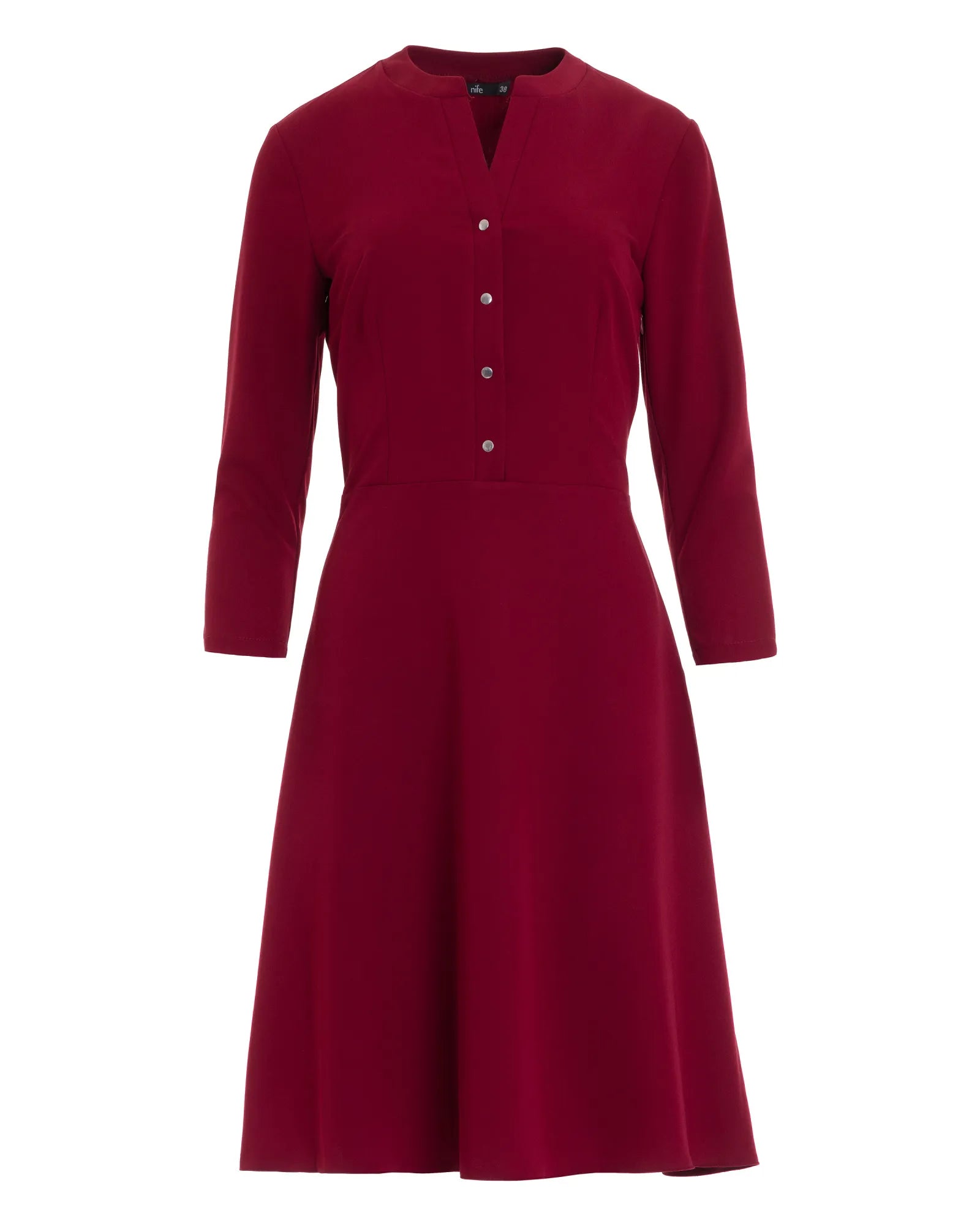 Nife Women's elegant flared dress, burgundy