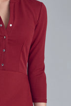Nife Women's elegant flared dress, burgundy