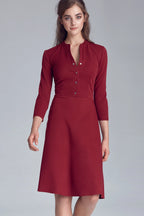 Nife Women's elegant flared dress, burgundy