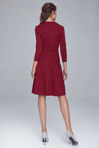 Nife Women's elegant flared dress, burgundy
