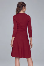 Nife Women's elegant flared dress, burgundy