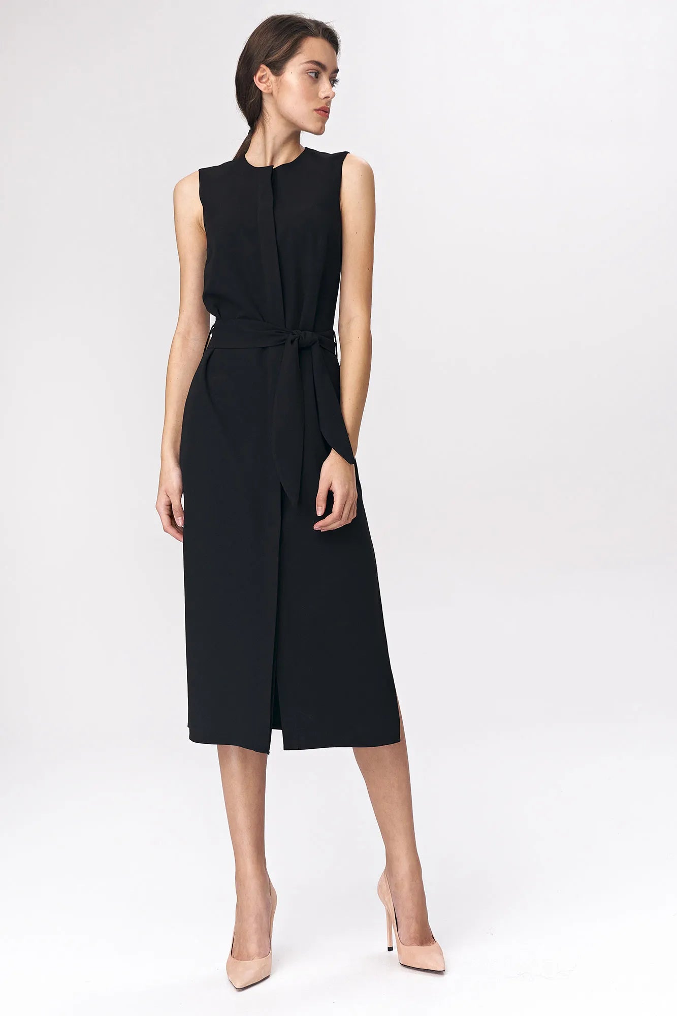 Nife Women's Casual Shirt-Dress, Black