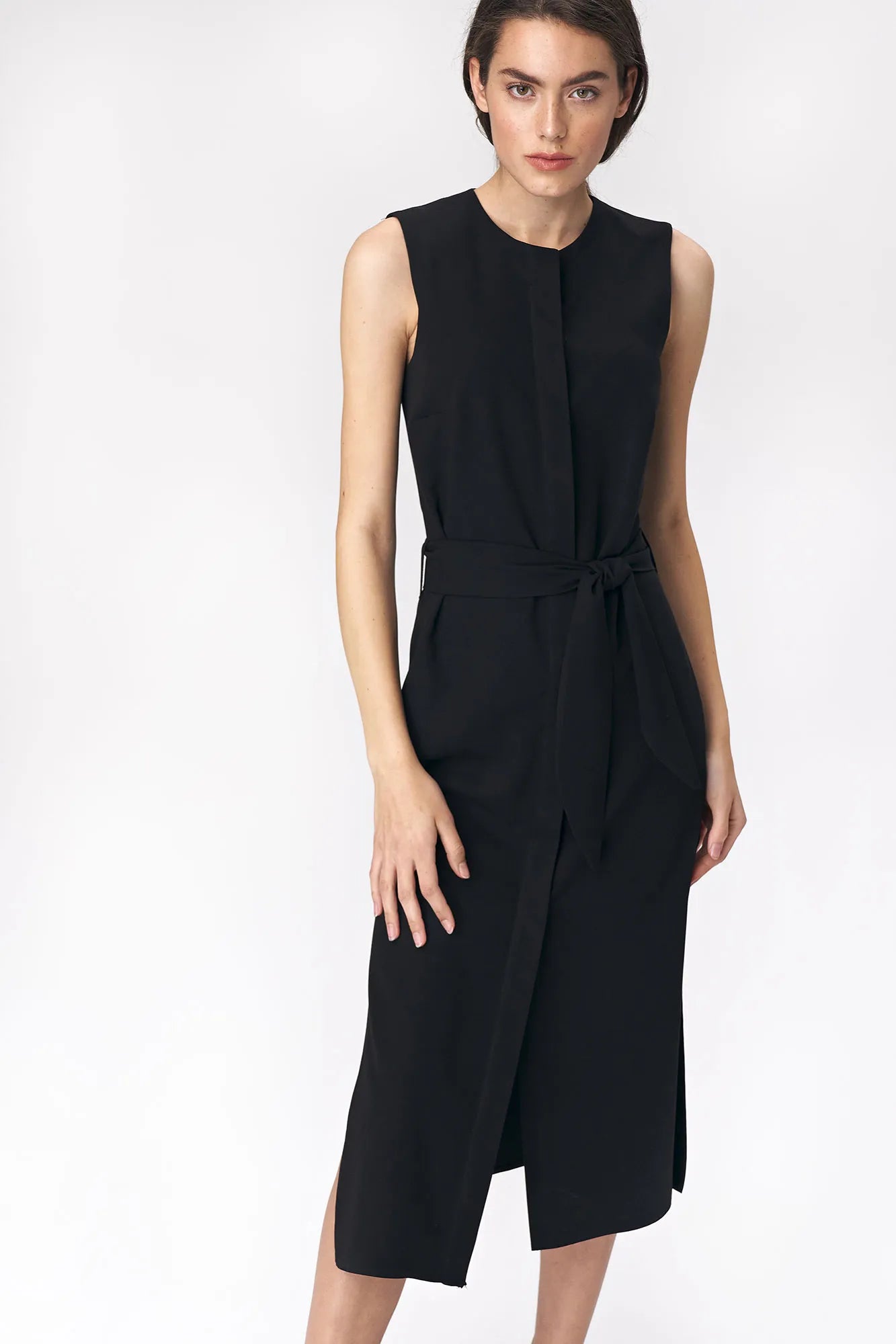 Nife Women's Casual Shirt-Dress, Black