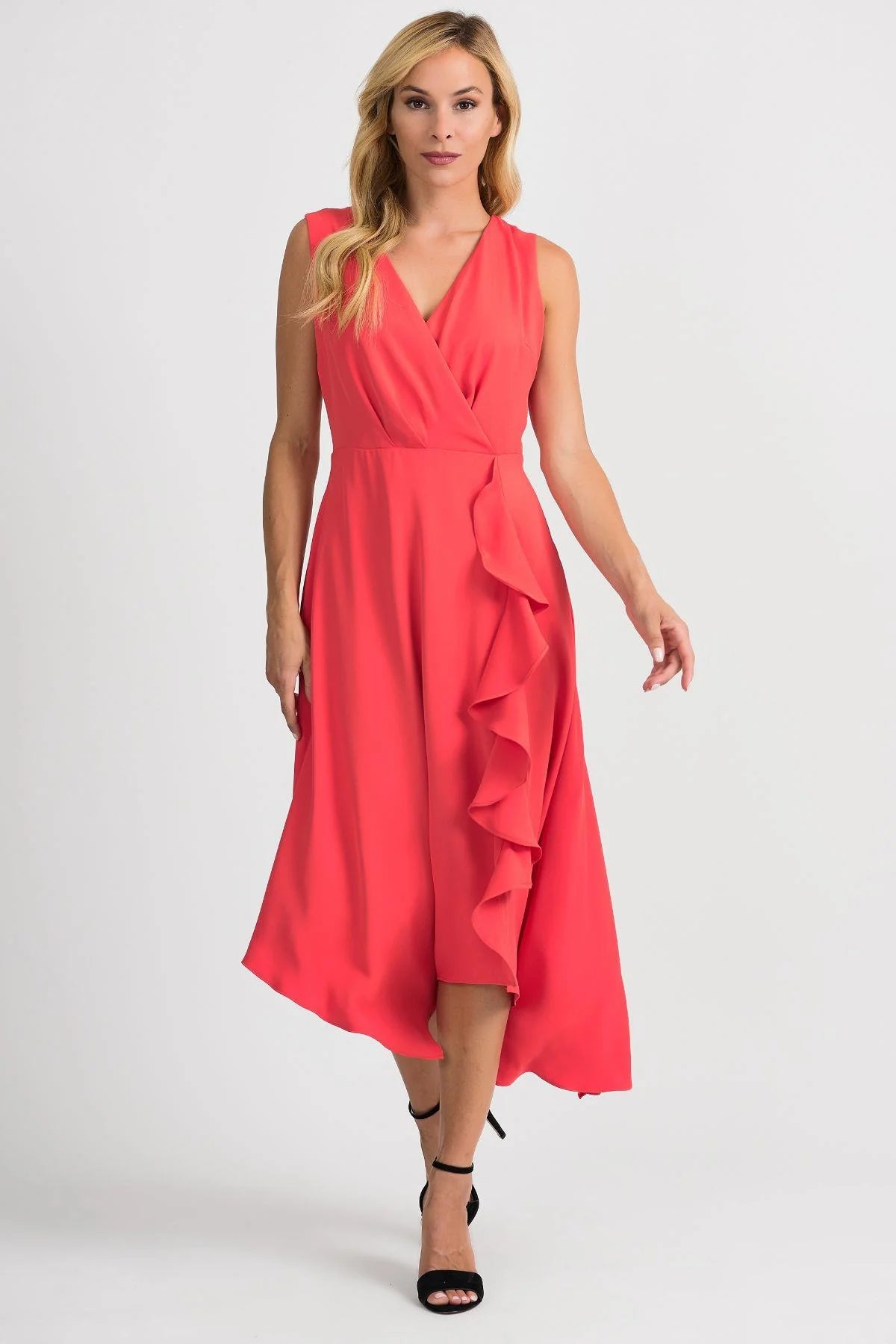 JOSEPH RIBKOFF Asymmetrical dress with ruffles, orange