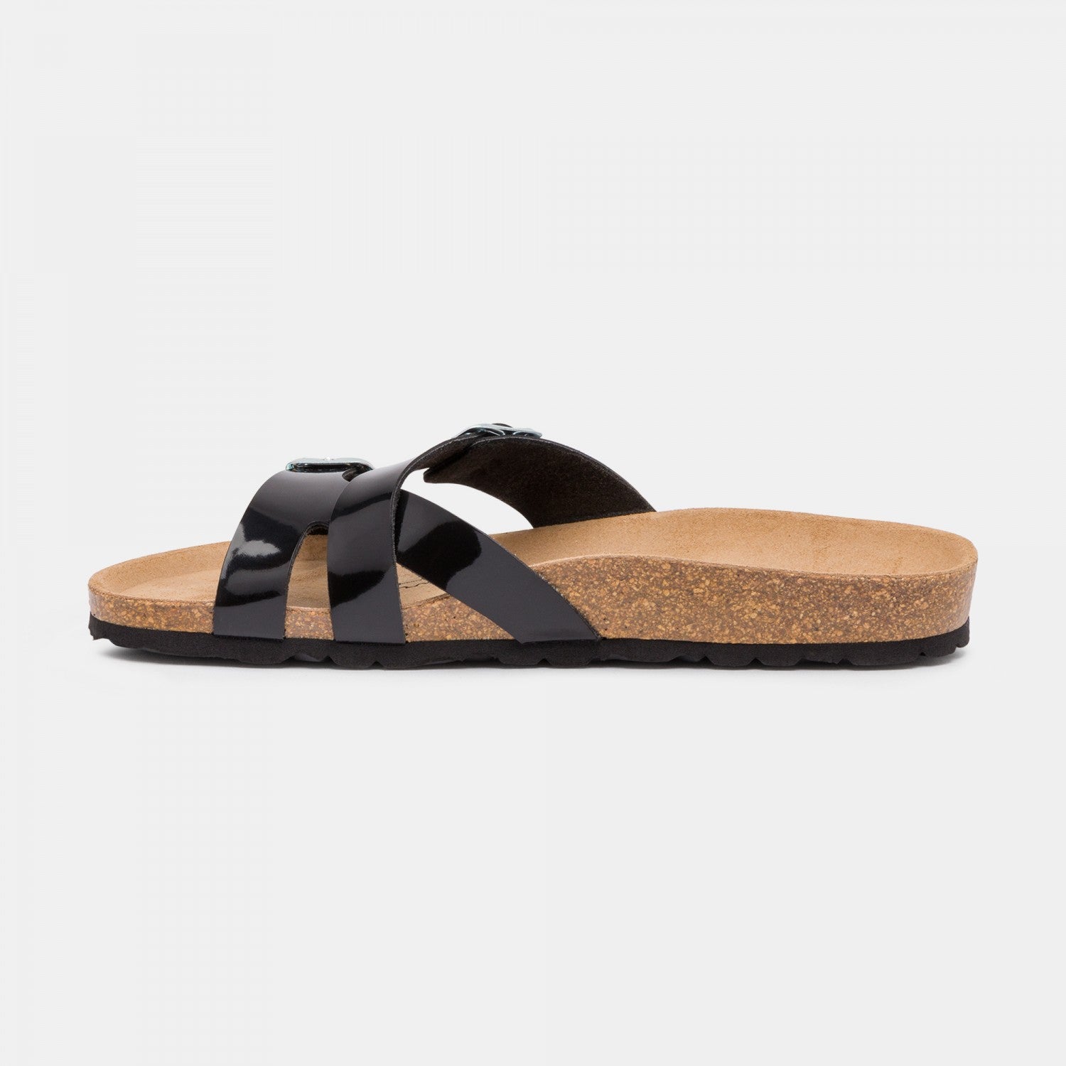 Women's black platform slippers Sunbay