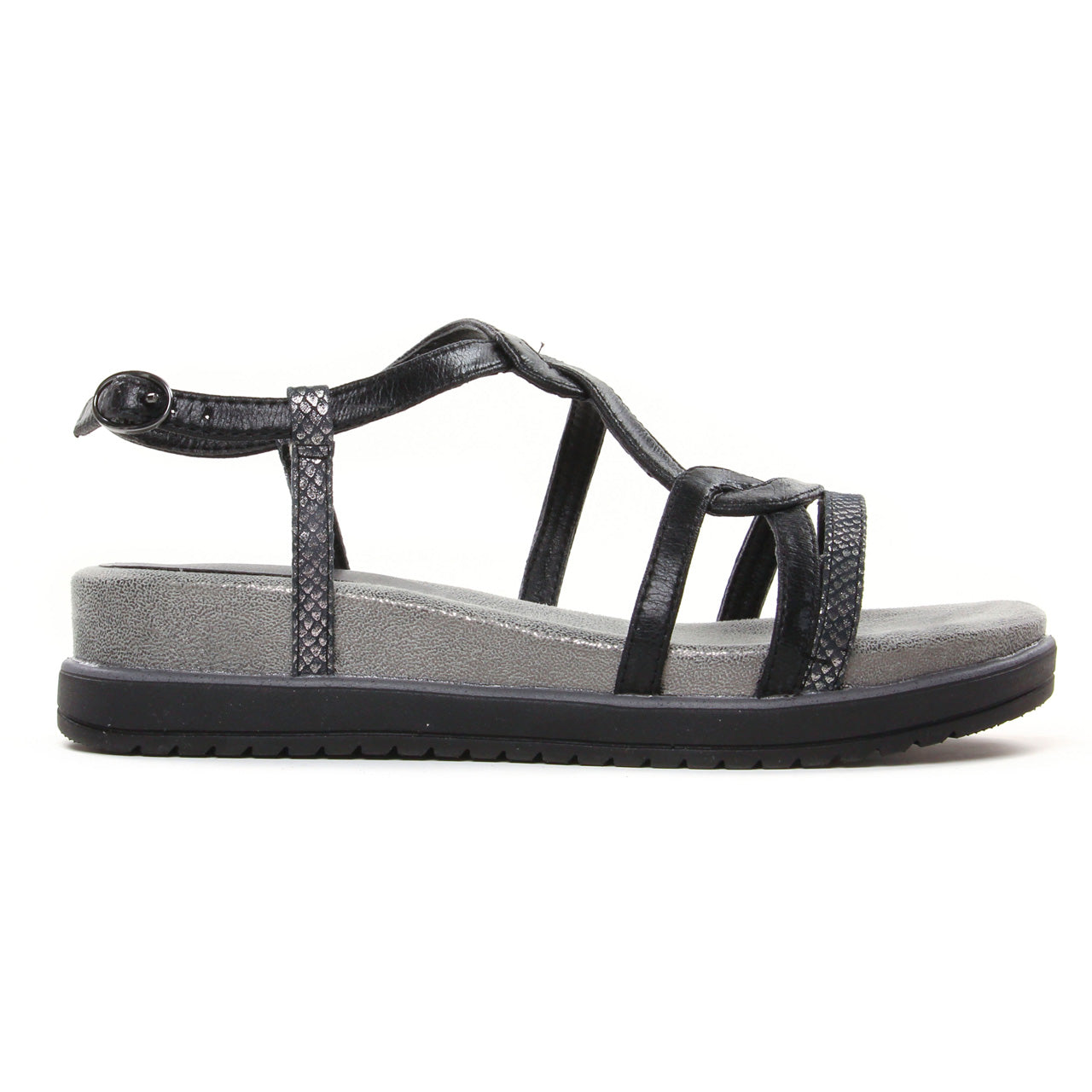 TAMARIS women's sandals with ergonomic sole, black/silver