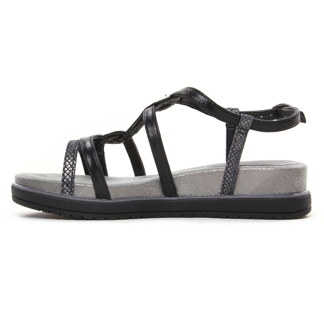 TAMARIS women's sandals with ergonomic sole, black/silver