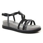 TAMARIS women's sandals with ergonomic sole, black/silver