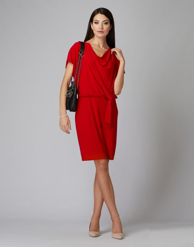 JOSEPH RIBKOFF Women's knitted dress with a free neckline, red