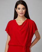 JOSEPH RIBKOFF Women's knitted dress with a free neckline, red