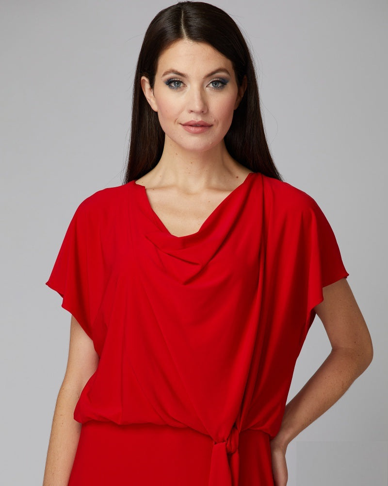 JOSEPH RIBKOFF Women's knitted dress with a free neckline, red
