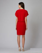 JOSEPH RIBKOFF Women's knitted dress with a free neckline, red