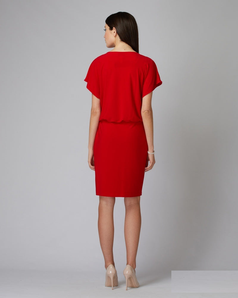 JOSEPH RIBKOFF Women's knitted dress with a free neckline, red