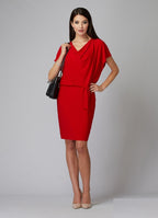 JOSEPH RIBKOFF Women's knitted dress with a free neckline, red