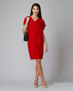 JOSEPH RIBKOFF Women's knitted dress with a free neckline, red