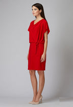 JOSEPH RIBKOFF Women's knitted dress with a free neckline, red