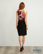 JOSEPH RIBKOFF Women's elastic dress, black with abstract shapes print