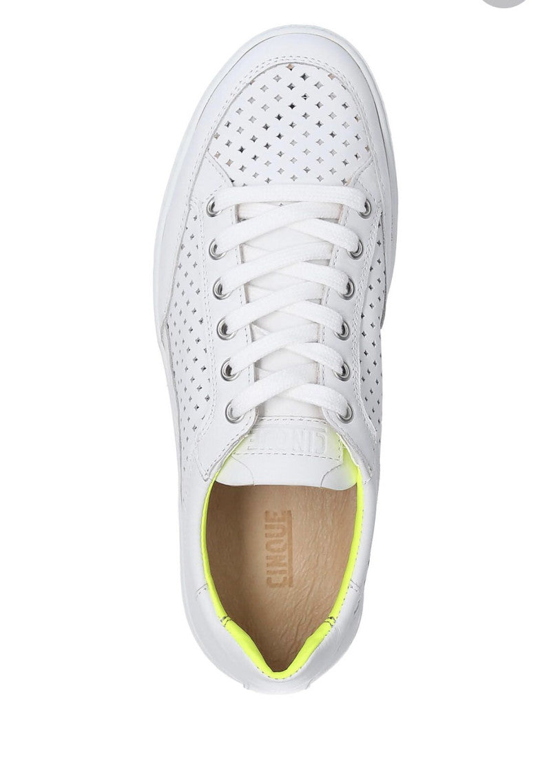Women's white sneakers made of perforated leather CINQUE
