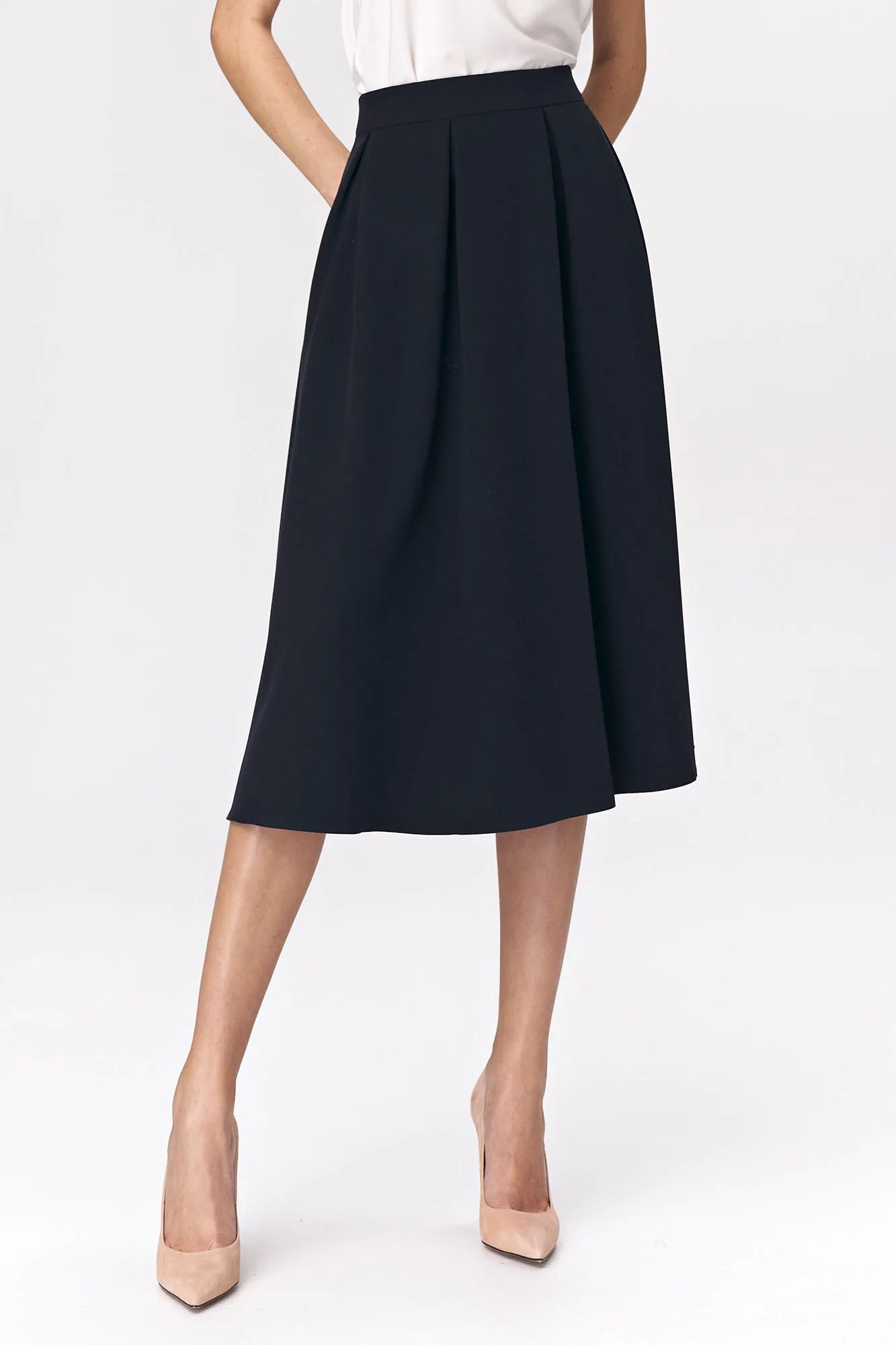 Nife Women's elegant flared skirt, dark blue