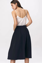 Nife Women's elegant flared skirt, dark blue