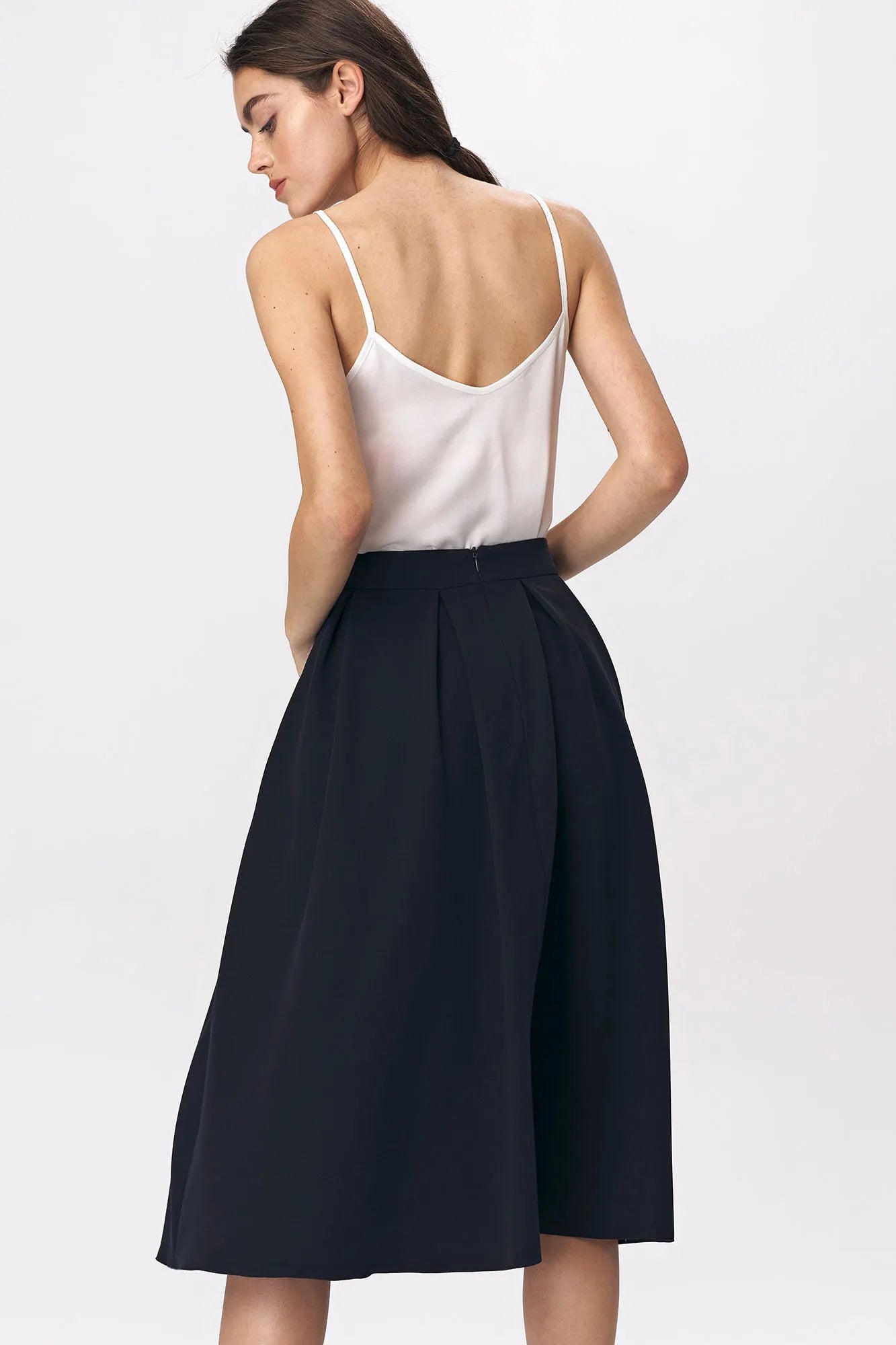 Nife Women's elegant flared skirt, dark blue