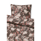 Organic cotton bedding set, brown with floral motifs 140 x 200 cm