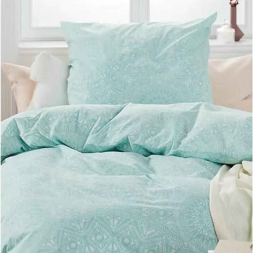 Organic cotton bedding set, green 160 x 200 cm