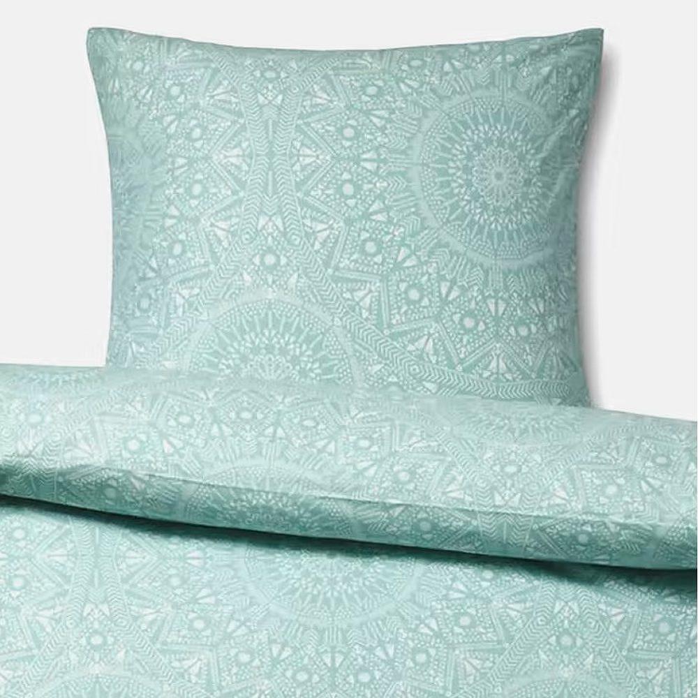 Organic cotton bedding set, green 160 x 200 cm