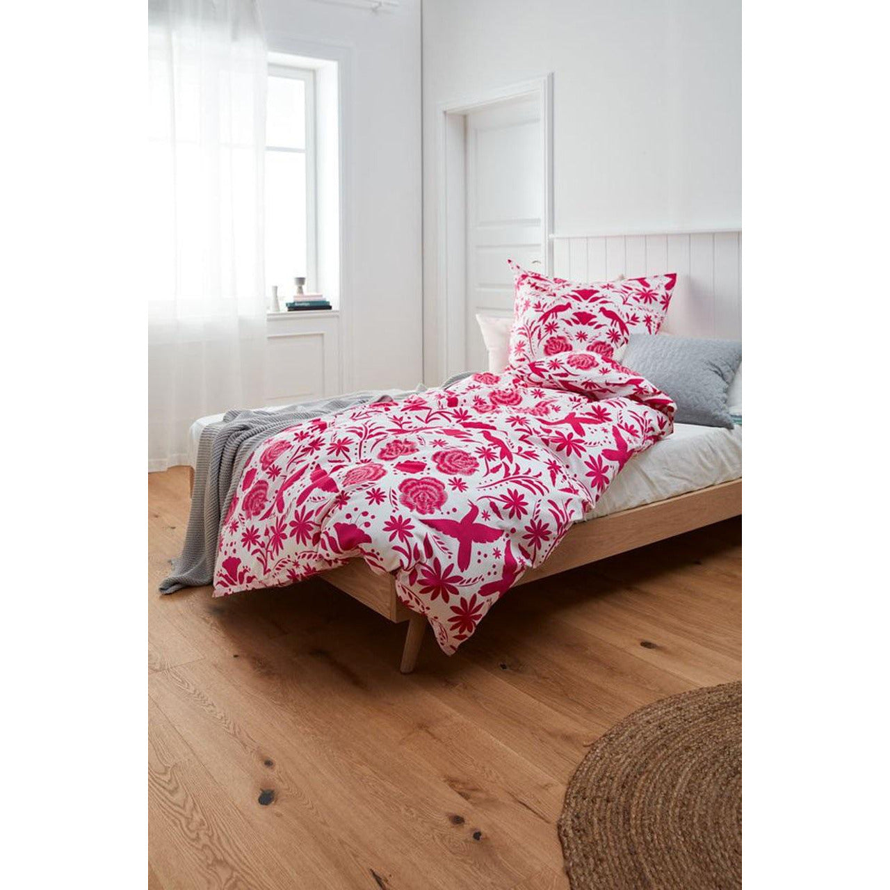 Organic cotton bedding set, colorful floral print 160 x 210 cm