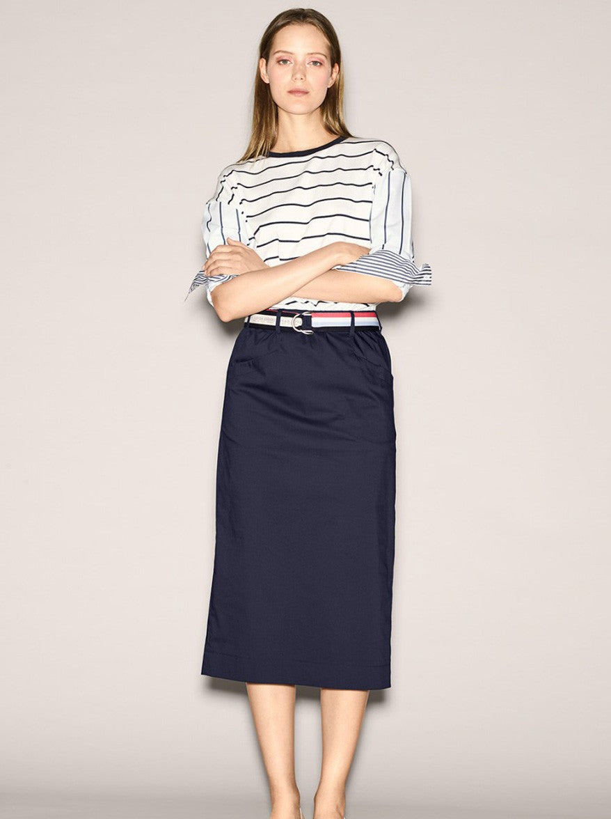 LUISA CERANO Women's straight skirt with pockets, dark blue