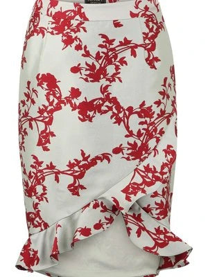 Apart Women's satin spring-summer skirt, gray with floral print