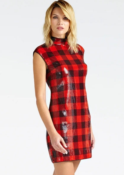 Guess Women's sequined dress, red-black