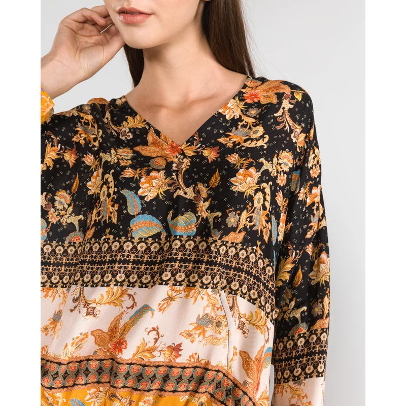 DESIGUAL Дамска елегантна блуза 7/8 ръкав, разноцветна