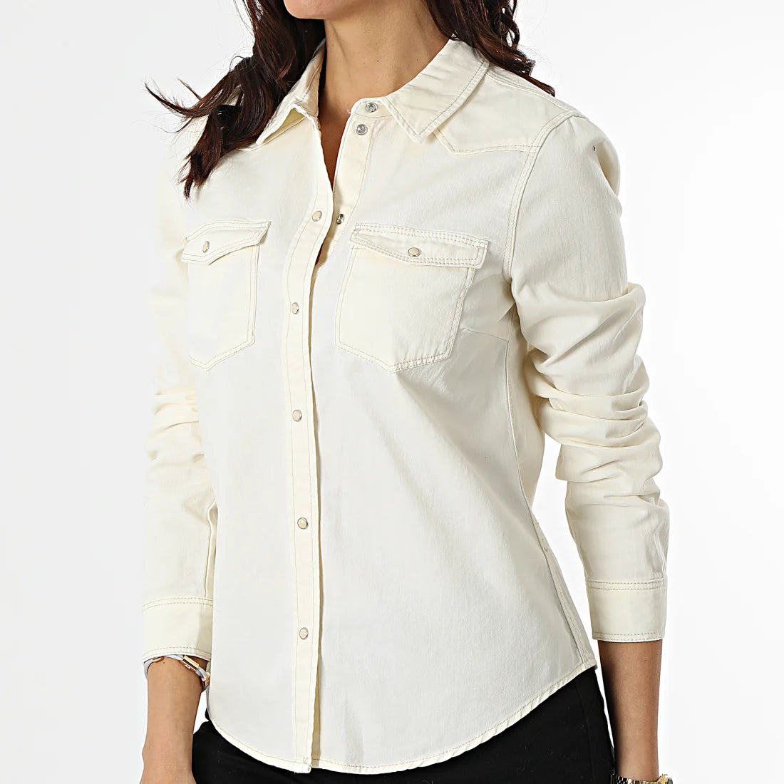VERO MODA Women's cotton denim shirt collection 2025, ecru