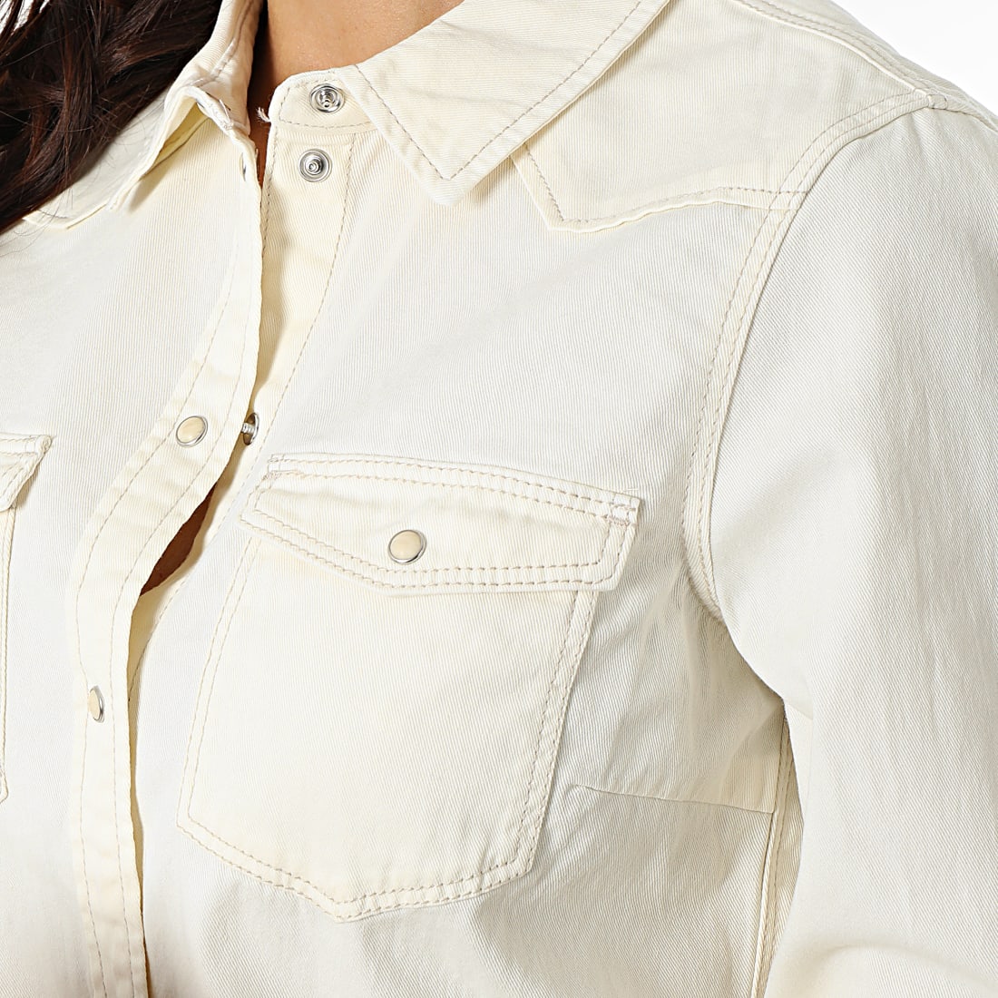 VERO MODA Women's cotton denim shirt collection 2025, ecru