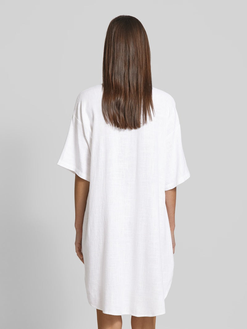 VERO MODA Women's linen tunic with short sleeves, white