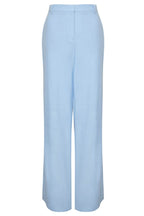 Escada Women's linen and cotton trousers with Swarovski stones, light blue
