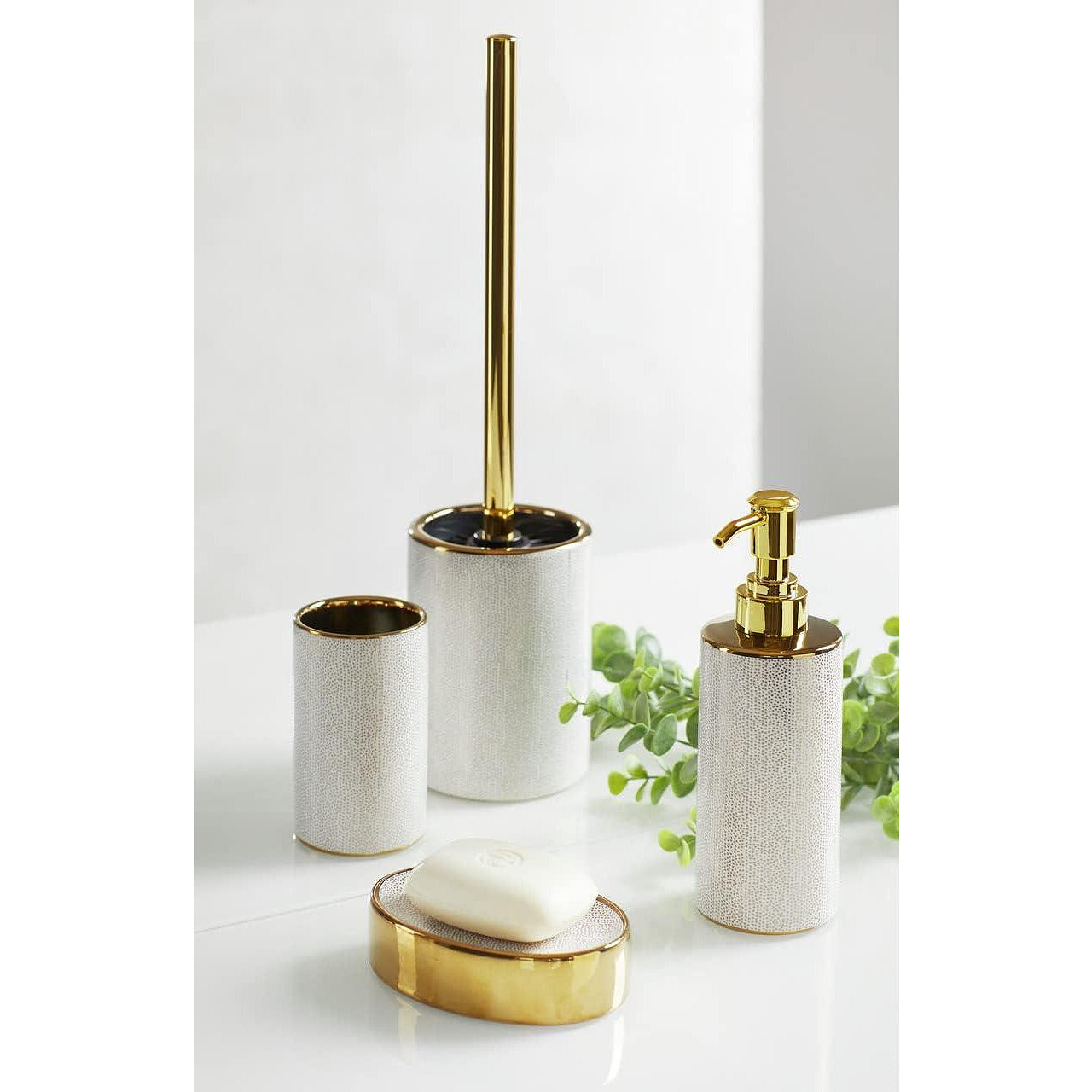 Wenko керамична сапунерка цвят - златен и бяло