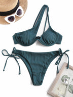 Zaful One-Strap Underwire Swimsuit, Multicolor