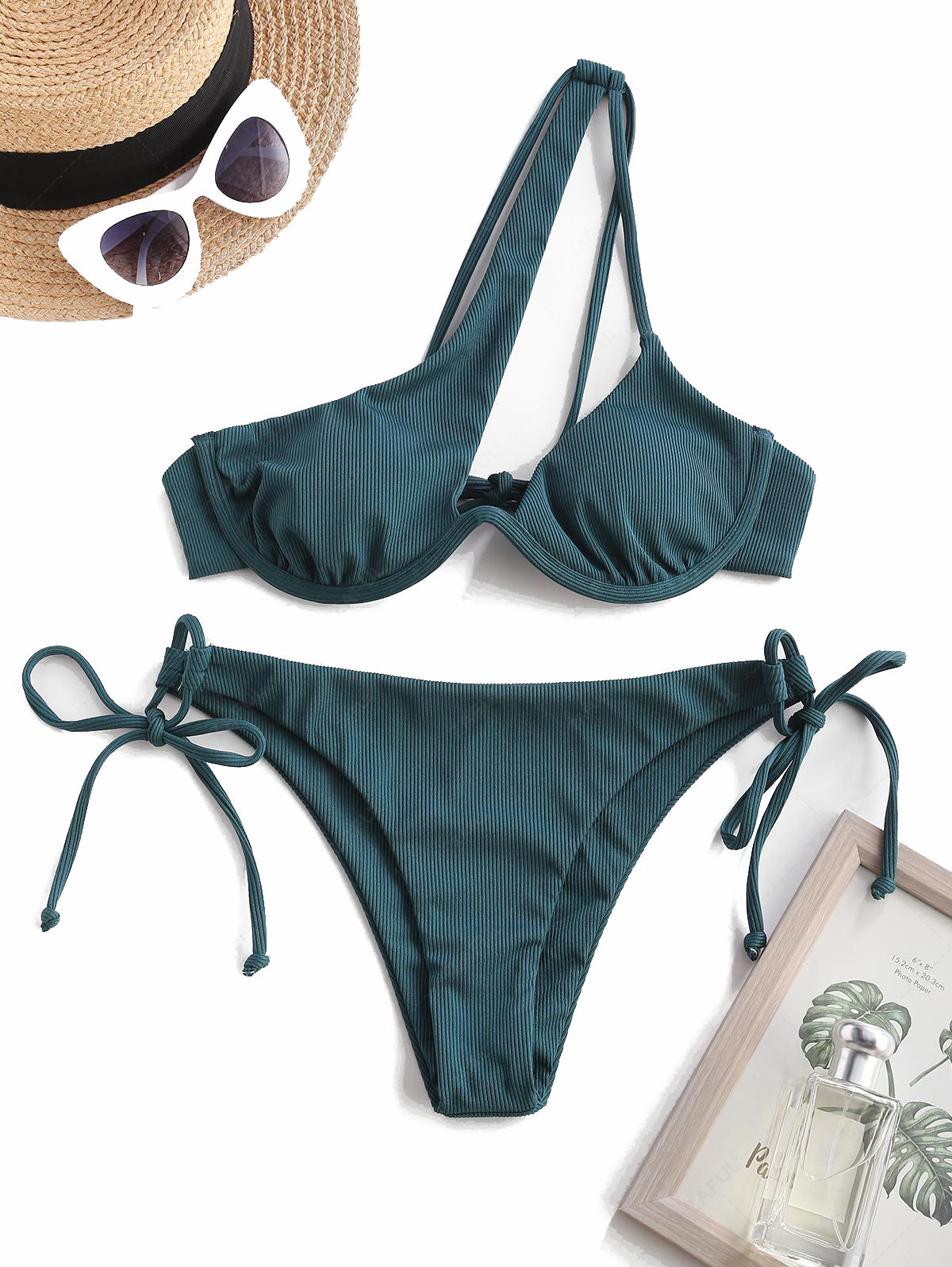 Zaful One-Strap Underwire Swimsuit, Multicolor